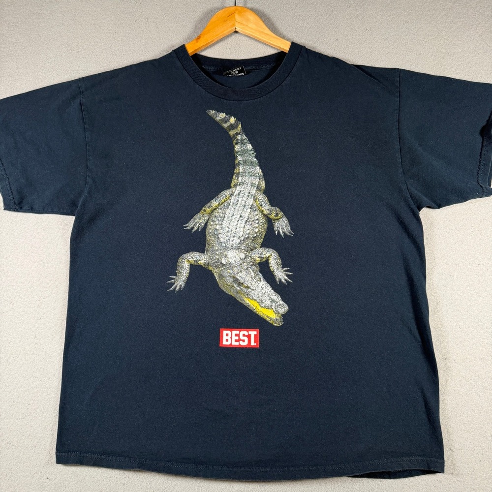 Breezy Excursion Mens Crocodile Graphic T-Shirt Black BEST‎ Logo Streetwear XL